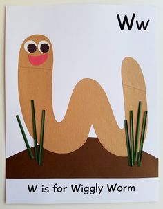 a poster with the letter w for wiggly worm