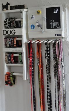 the dog leash rack is hanging on the wall