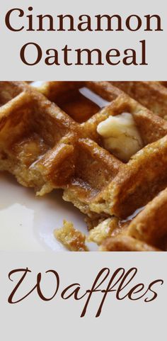 two waffles on a white plate with cinnamon oatmeal in the middle