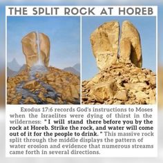 an article from the bible about rocks and water in the desert, with two pictures of rock formations