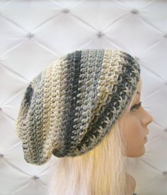 Crochet Slouch Hat Earth tones etsy ladies hat by HookMadness, $22.00 Crochet Slouch Hat, Taupe Grey, Hat Patterns, Variegated Yarn, Slouch Hat, Crochet Hat Pattern, Crochet Hat, Hat Pattern