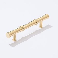 a gold tie bar on a white background