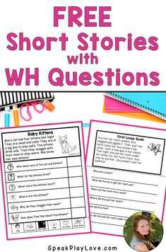 picture of free short stories with who questions for speech therapy Speech Therapy Printables, Speech Therapy Organization, Therapy Printables, Sentence Building Activities, Speech Therapy Worksheets, Free Short Stories, Therapy Activity, First Grade Lessons, Homeschool Writing