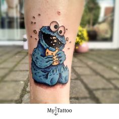 an image of a cartoon character tattoo on the leg