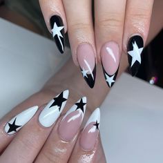 FREE SHIPPING ON ORDERS $9.95+ Buy 3 Get 1 More Free CODE: 4YOU Buy 5 Get 5 More Free CODE: 5FREE Stars Nails, Kutek Disney, Unghie Sfumate, Y2k Nails, Star Nails, White Stars, Fire Nails, Dream Nails, Funky Nails