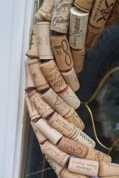 a wreath made out of wine corks