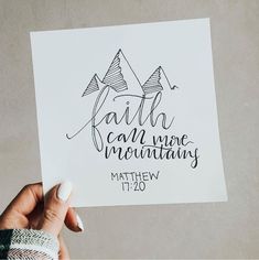 someone holding up a card with the words faith can't make morning written on it