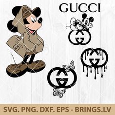 mickey mouse with gucci and butterflies svg dxf eps png cut file