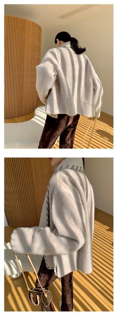 Material: Nylon pattern: plain Season of the Year: Winter Sleeve Length: Long Sleeve Thickness: Regular Length: short Clothing version: straight Leather Weave, Ash Gray, Seasons Of The Year, Leather Weaving, Woolen Coat, Ash Grey, Short Outfits, The Year, Winter Hats