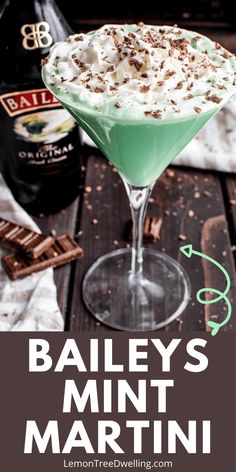 bailey's mint martini with chocolate and marshmallows