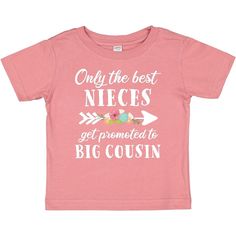 Only the Best Nieces Get Promoted to Big Cousin Baby T-Shirt Our eBay Store Only the Best Nieces Get Promoted to Big Cousin Baby T-Shirt Navy Blue 12 Months 17.99 Only the Best Nieces Get Promoted to Big Cousin Baby T-Shirt Fun birthday gift to tell your niece she's getting a new cousin to play with! Perfect for pregnancy announcement photos! Share your exciting news with our Only the Best Nieces Get Promoted to Big Cousin Baby T-Shirt. Printed in the USA 100% combed ringspun cotton Cousin Baby Announcement, Cousin Pregnancy Announcement, Promoted To Big Cousin, Pregnancy Announcement Photos, Announcement Photos, Baby F, Baby Announcements, Pregnancy Reveal, Future Children