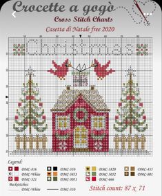 a cross stitch pattern for a christmas house