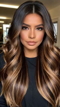 Hair Coloring For Dark Hair, Balayage On Brown Girl, Hair Color Ideas For Brunettes Hilights, Honey Brown Hair Balayage, Browns Highlight, Hair Color 2024 Trends Women, Balayage Hair Brown, Balayage For Dark Brown Hair, Balayage Ideas