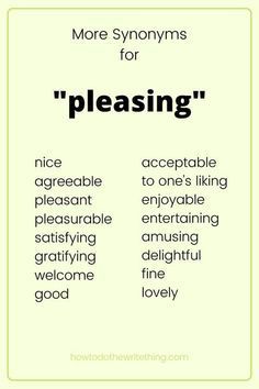 a poster with words that say,'more syonyns for pleaseing '