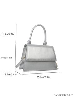 BagForLove - Stylish Adjustable-strap Mini Square Bag in Solid Colors with Funky Flap Product Description Color Silver Type Square Bag Bag Size Mini Strap Type Top Handle Pattern Type Plain Style Funky Coating 100% Polyurethane Composition 100% Polyurethane Material PU Leather Size Chart INCH CM Strap Length Bag Length Bag Width Bag Height Handle Height 45.7 inch 7.9 inch 3 inch 5.1 inch 4.9 inch Strap Length Bag Length Bag Width Bag Height Handle Height 116 cm 20 cm 7.5 cm 13 cm 12.5 cm Details Trendy Gray Satchel With Adjustable Strap, Trendy Silver Bag With Adjustable Strap, Trendy Gray Bag With Detachable Strap, Gray Rectangular Party Bag, Silver Rectangular Satchel With Adjustable Strap, Bag Bag, Save The Planet, Square Bag, Flap Bag