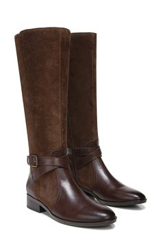 A slender buckle strap wraps around the ankle of a timeless riding boot in smooth leather with signature Contour+ technology for endless comfort. 1 1/4" heel Leather upper/textile lining/synthetic sole Imported Naturalizer Rena Boots, Riding Boot, Fall Shoes, Smooth Leather, Riding Boots, Womens Boots, Leather Upper, Nordstrom, Buckle