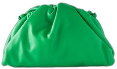 Green Leather Clutch With Removable Pouch, Green Travel Clutch With Dust Bag Included, Green Leather Coin Purse Pouch, Bottega Veneta The Pouch, Bottega Veneta Bags, How To Make Shorts, Tie Knots, The Pouch, Bright Green