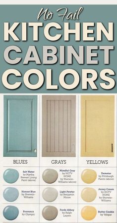 an advertisement for kitchen cabinet colors