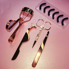 Rose gold stainless steel lash tools Lash Applicator Tweezer Slanted Tip Tweezer Lash Curler and replacement pads Lash Scissors Kit includes a box for storage. Eye Lash Photography, Razor Stand, Barber Shears, Box For Storage, Acrylic Tips, Lash Tools, Nail Scissors, Eyelash Tweezer, Lash Curler