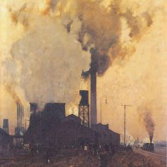 German Landscape, Steel Mill, 수채화 그림, Industrial Art, Landscape Artist, Urban Landscape, Affordable Art