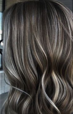 Full Babylights Brunette, Grayish Highlights On Dark Hair, Taupe Highlights On Dark Hair, Blending Grey Hair With Brown, Silver And Gold Highlights, Fall Hair Color For Brunettes To Hide Grays, Level 7 Ash Brown Hair, Body Wave Perm Gray Hair, Babylights To Blend Grey