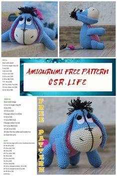 crocheted stuffed animal pattern for an amigurt toy with text overlay