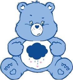 a blue teddy bear holding a white object