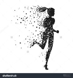 the silhouette of a woman running with stars in her hair