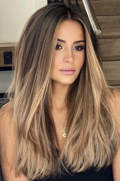 Dark Hair Turned Blonde, Balayage With Light Brown Roots, Extra Long Angled Bob, Hair Color Style For Long Hair, Bayalage On Blond Hair, Fall Hair Biolage, Haircut Ideas For Long Hair Straight Brunette, Moneypiece Balayage Brunette, Blond Bolyoge On Brown Hair