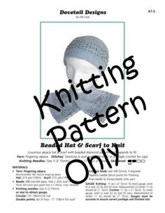 a knitted hat and scarf with the words knitting pattern only