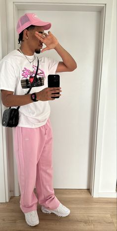 Pakaian Hipster, Mens Fits, Drippy Outfit, Pink Streetwear, Type Shi, Outfit Streetwear