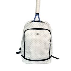 The GP Game-on backpack was designed for pickleball, tennis, and lifestyle. The game-on backpack is the perfect size to carry anywhere, the court, the gym, travel, etc. Our backpack comes GP keychain. Feel confident by staying organized and having everything you need from each pocket. Features Exterior Made of soft, durable, and waterproof PU leather Soft opening and high-quality hardware. Bottom shoe compartment. Up to size 12. Fits up to 4 paddles and 2 rackets. Interior Laptop padded compartm Sporty White Backpack For Daily Use, Sporty Everyday White Backpack, Sporty White Backpack For Everyday Use, White Sports Backpack, Practical White Standard Backpack, Functional White Rectangular Backpack, Practical White School Backpack, Practical White Backpack For School, Functional White Backpack For Daily Use