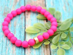 Pink Bracelets, Jackson Mississippi, Pink Plastic, Pink Beads, Beaded Stretch Bracelet, Plastic Beads, Stretch Bracelet