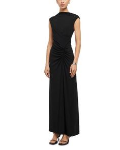 Simkhai Acacia Sleeveless Dress Chic Sleeveless Ruched Evening Dress, Chic Ruched Sleeveless Evening Dress, Formal Sleeveless Ruched Maxi Dress, Black Sleeveless Ruched Evening Dress, Elegant Sleeveless Ruched Maxi Dress, Denim Skirt Trend, Shearling Vest, Casual Dress Shoes, Short Denim Skirt