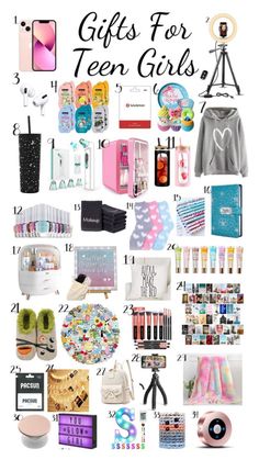 gifts for teen girls on a white background