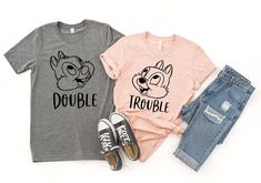 Chip And Dale Kids Disney Shirts, Disney Couple Shirt, Double And Trouble Disneyworld Shirts Family Family Sweatshirts Matching Disney, Couples Disney, Kids Disney Shirts, Disneyland Shirt, Disney Family Vacation Shirts, Disney Couple, Disney Couple Shirts