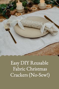 Discover how to make these beautiful reusable Christmas crackers from your fabric scraps and toilet rolls. This easy no-sew craft is a great way to use up your fabric scraps and make your Christmas table more sustainable. Plus this is a great quick DIY project to get in the holiday spirit! #FestiveChallenge Eco Friendly Christmas, How To Tie Ribbon, Pinking Shears, Quick Diy, Christmas Crackers, Fabric Scissors, Fabric Glue, Christmas Dinner, Unique Christmas