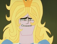 a cartoon character with blonde hair wearing a crown