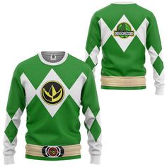 Green Costumes, 3d Sweater, Mighty Morphin Power Rangers, Power Ranger, Print 3d, Chic Sweaters, Green Tshirt, Green Sweater, Wool Blend Sweater