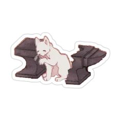 a white dog sitting on top of a piano sticker