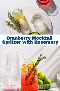 cranberry cocktail spritzer with rosemary