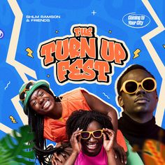 the turn up lost poster with three people wearing sunglasses and one is holding his head