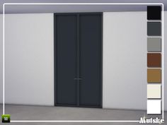 an empty room with two doors and multiple colors