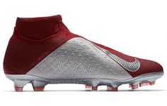 the nike superfly football cleats are red and silver