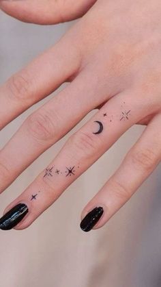 #MinimalistTattoo #TinyTattoo #SimpleInk Finger Tattoo Meaning, Thistle Tattoo, 42 Tattoo, Cute Finger Tattoos, Tato Minimal, Finger Tattoo For Women, Moon Tattoos, Hand And Finger Tattoos, Pretty Hand Tattoos