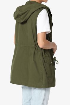 Channeling classic utilitarian styling, this cotton vest. Features a loose fit silhouette with a drawstring waist and flap patch pockets. Suitable for outdoor and sports wear, golf, hiking, climbing, traveling,riding, driving, walking, casual and other sports. Easy to wear with your favorite pants, skirt, leggings or shorts,suitable for a variety of occasionsSleeveless anorak vest : Stand-up collar with attached hoodedZip fly with snap button closure, Flap hand pockets, loose fitAdjustable draws Vest Hoodie, Military Vest, Sleeveless Coat, Utility Vest, Girls Vest, Hoodie Vest, Pants Skirt, Cotton Vest, Vest Coat