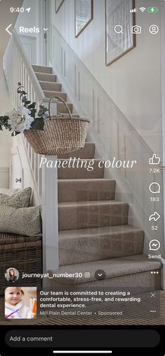 an image of stairs with the caption's name on it, and below them is a photo of a baby in a crib