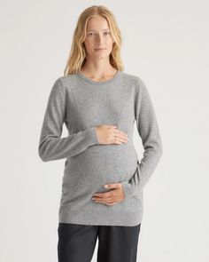 Mongolian Cashmere Maternity Crewneck Sweater Ribbed Sweater For Layering, Fitted Sweater With Ribbed Cuffs For Everyday, Fitted Cashmere Sweater For Everyday, 5 Month Pregnant Belly, 20 Weeks Pregnant, Winter Maternity, Maternity Pants, Maternity Sweater, Womens Maternity