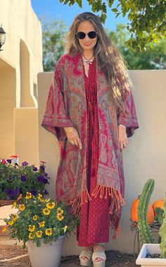 Bohemian Wool Cape Outerwear, Bohemian Wool Shawl, Bohemian Wool Shawl Outerwear, Wool Kimono, Kimono Coat, Como Italy, Indian Block Print, First Job, Boiled Wool