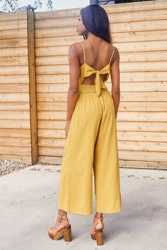 Yellow Striped Jumpsuit - Tie-Back Jumpsuit - Cotton Jumpsuit - Lulus Solid Color Summer Jumpsuits And Rompers For Day Out, Summer Loungewear Jumpsuits And Rompers Overall, Summer Jumpsuits And Rompers With Tie Back For Vacation, Summer Cotton Jumpsuits And Rompers For Vacation, Summer Linen Jumpsuits And Rompers For A Day Out, Summer Tie Back Jumpsuit For Day Out, Summer Tie Back Jumpsuits And Rompers For Day Out, Spring Tie Back Jumpsuits And Rompers, Chic Cotton Summer Jumpsuits And Rompers